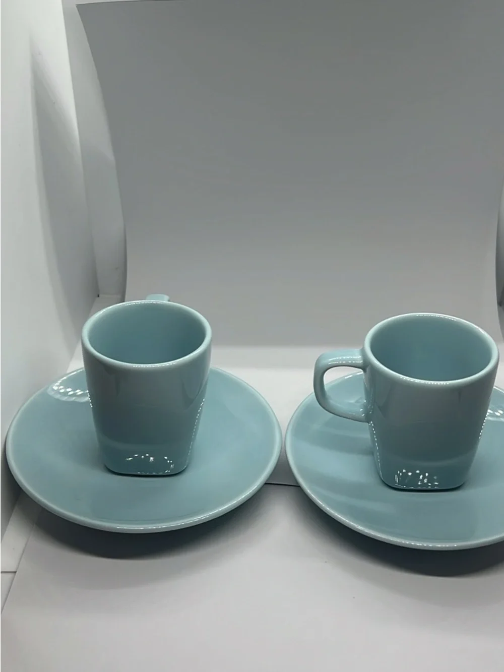 IKEA 365+ Susan Pryke Turquoise Espresso Cups & Saucers Set of 2 Discontinued